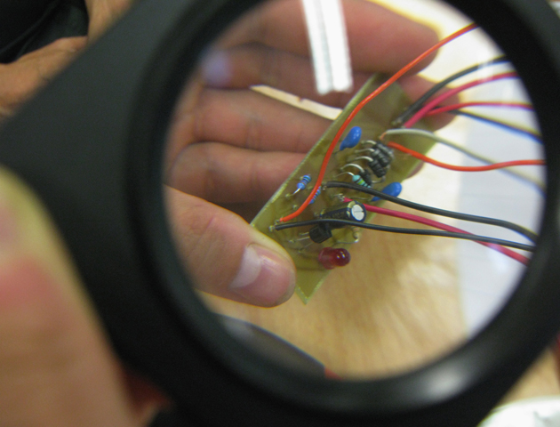 Close-up of geiger counter wires.